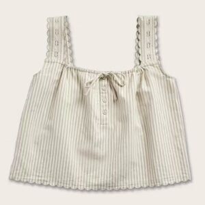 Tecovas | Linen Artisanal Tank ~ Cream & Sage w/ Adjustable Shoulder Straps